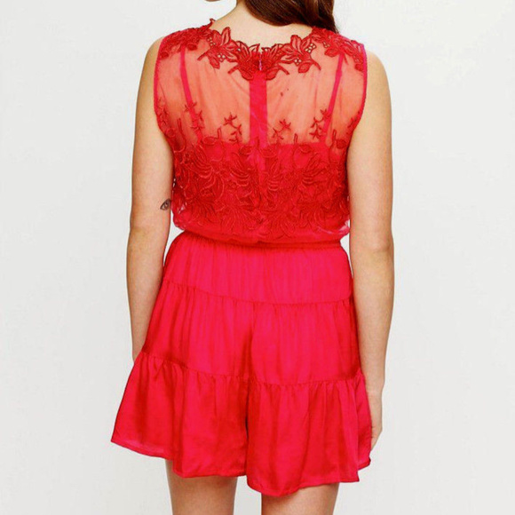 Embroidered Shortie Jumpsuit Satin Shorts ROMPER - Picture 2 of 8